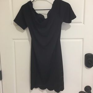 Scalloped trim bodycon off the shoulder dress